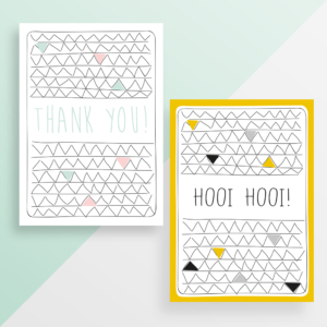 Ansichtkaart set Thank you en hooi ooi scandi Blitz Ontwerpt
