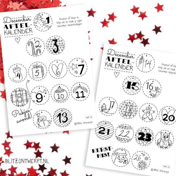 'December aftelkalender' free printable! - Kerst • Blitz Ontwerpt
