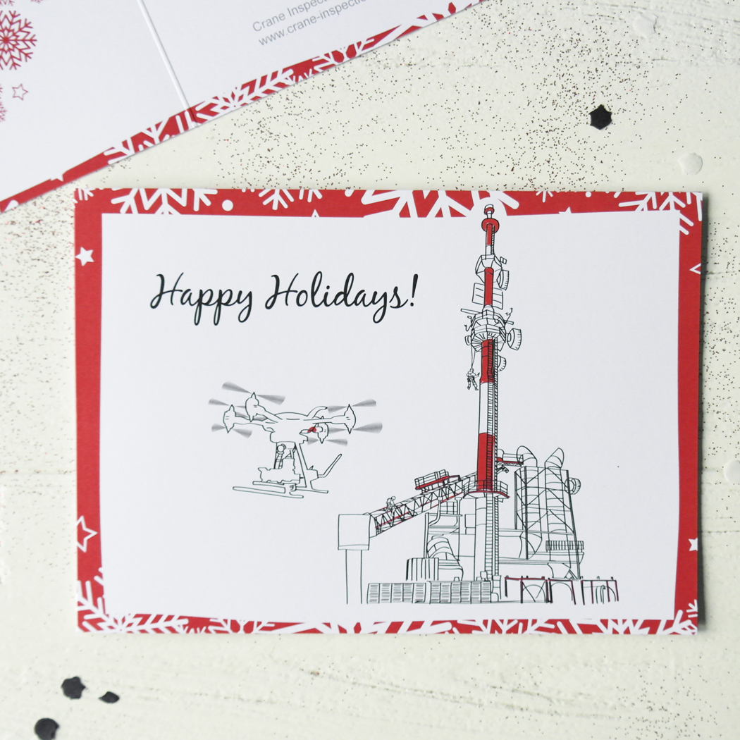 Zakelijke Kerstkaart Crane illustratie drone boorplatform