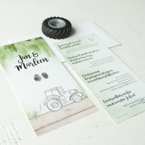 Trouwkaart tractor bruiloft boerderij