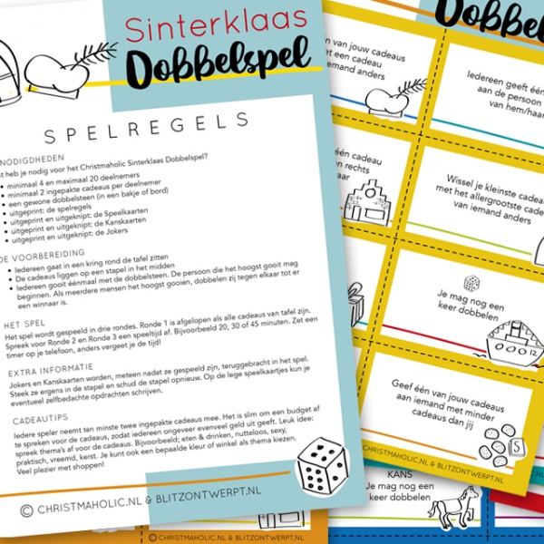 Sinterklaas Dobbelspel printable • Blitz Ontwerpt