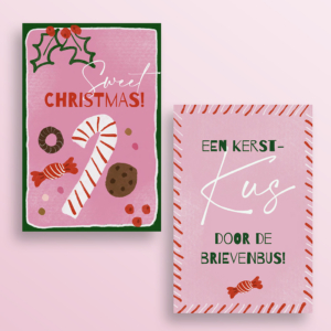 Kerstkaart illustratie zuurstok zoete kerst sweet Christmas Blitz Ontwerpt_Kerstkaart 2024_DUO Sweet Christmas Kerstkus