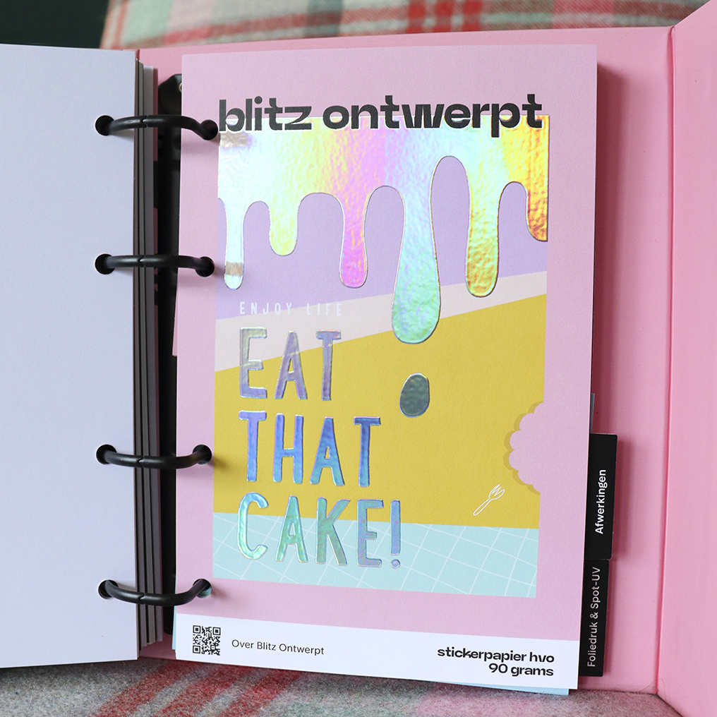 Mijn ontwerp in het sampleboek van drukkerij Peter Print!
