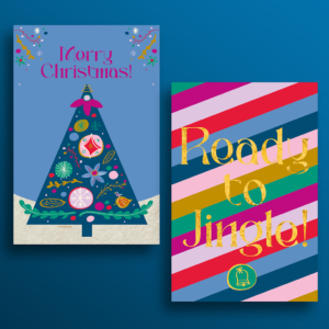 Kerstkaart illustratie Jingle Christmas set Duurzaam papier Blitz Ontwerpt