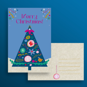 Kerstkaart illustratie Jingle tree Christmas Duurzaam papier Blitz Ontwerpt
