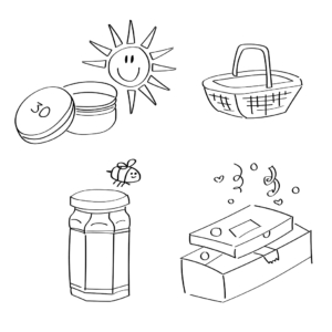 Illustraties Pure Generaties Borne Blitz Ontwerpt Illustraties printable zon honing bij gezondheid
